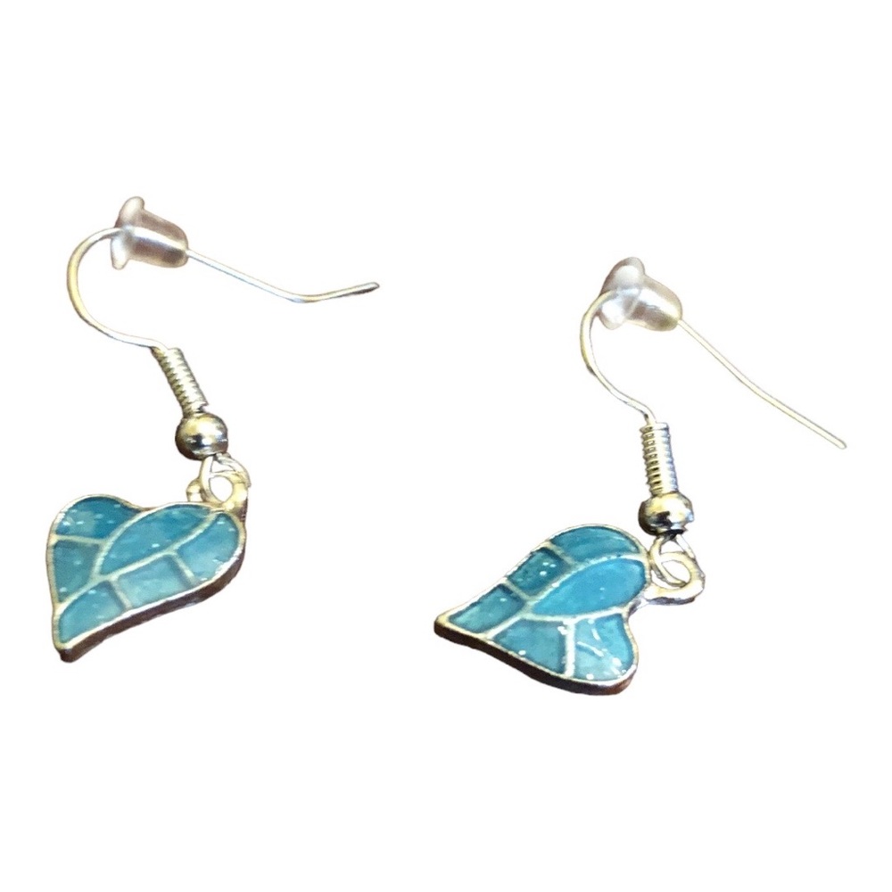 Yaomiao Crystal Dangle Cubic Zirconia Heart Earrings Silver/Blue Women